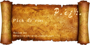 Pick Áron névjegykártya